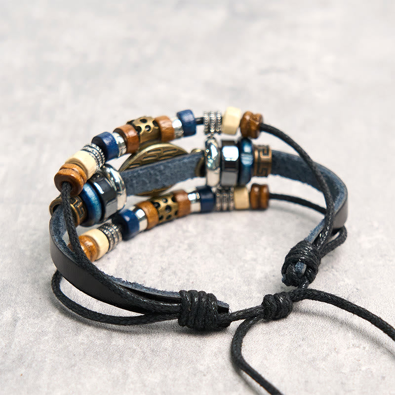 Tibetan Evil Eye Leather Adjustable Protection Bracelet