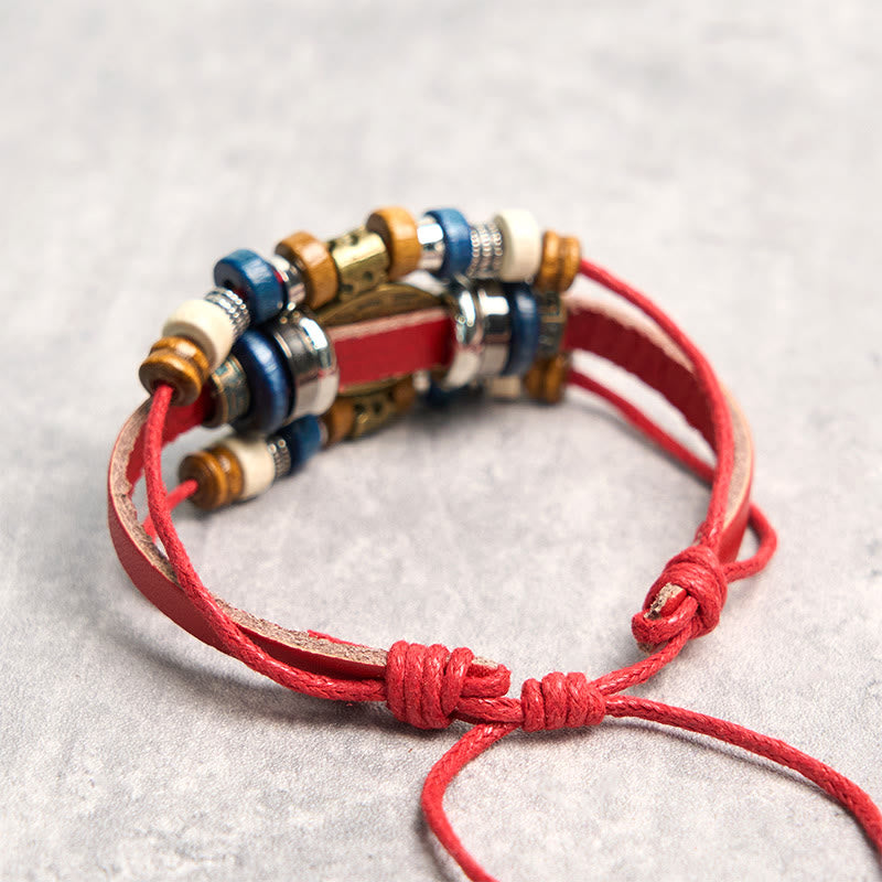 Tibetan Evil Eye Leather Adjustable Protection Bracelet