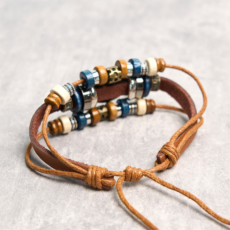 Tibetan Evil Eye Leather Adjustable Protection Bracelet