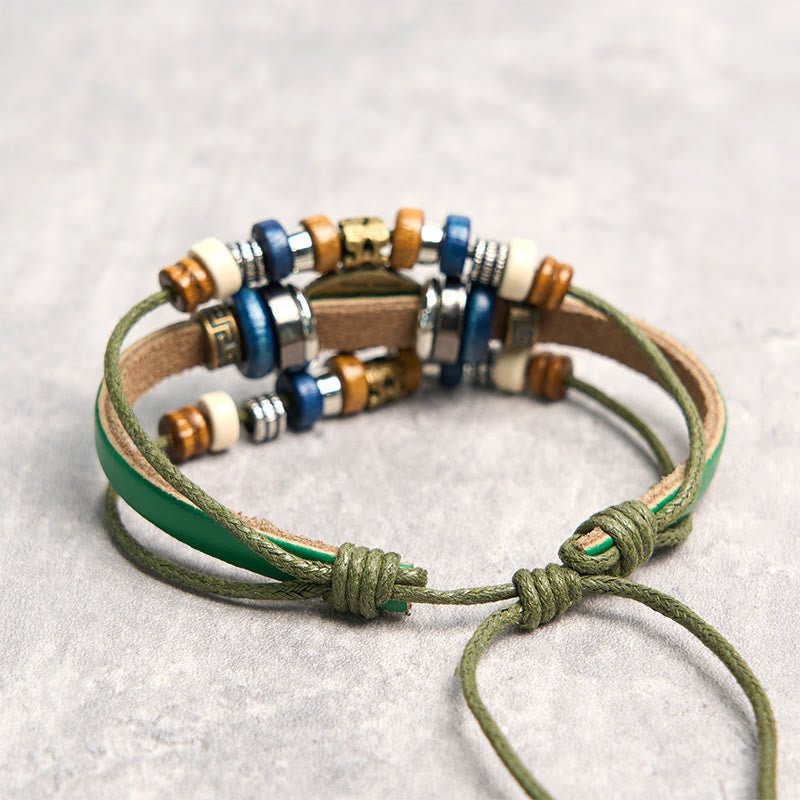 Tibetan Evil Eye Leather Adjustable Protection Bracelet