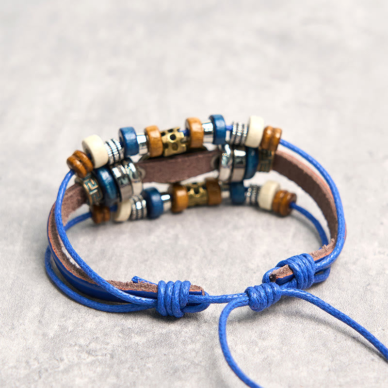 Tibetan Evil Eye Leather Adjustable Protection Bracelet