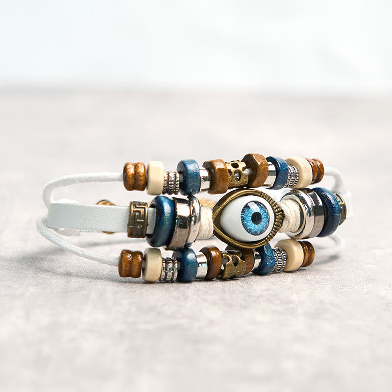 Tibetan Evil Eye Leather Adjustable Protection Bracelet