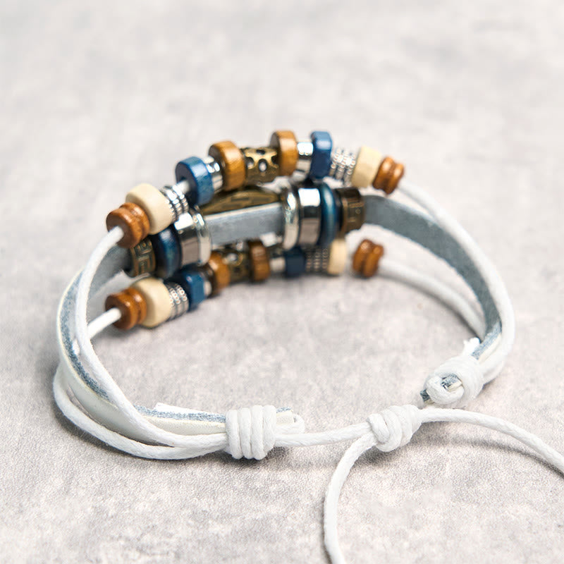 Tibetan Evil Eye Leather Adjustable Protection Bracelet