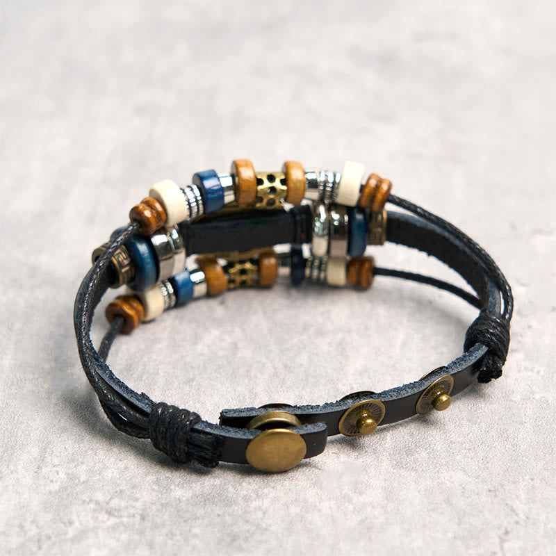 Tibetan Evil Eye Leather Adjustable Protection Bracelet