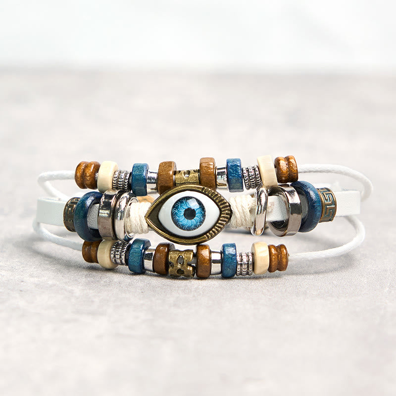 Tibetan Evil Eye Leather Adjustable Protection Bracelet