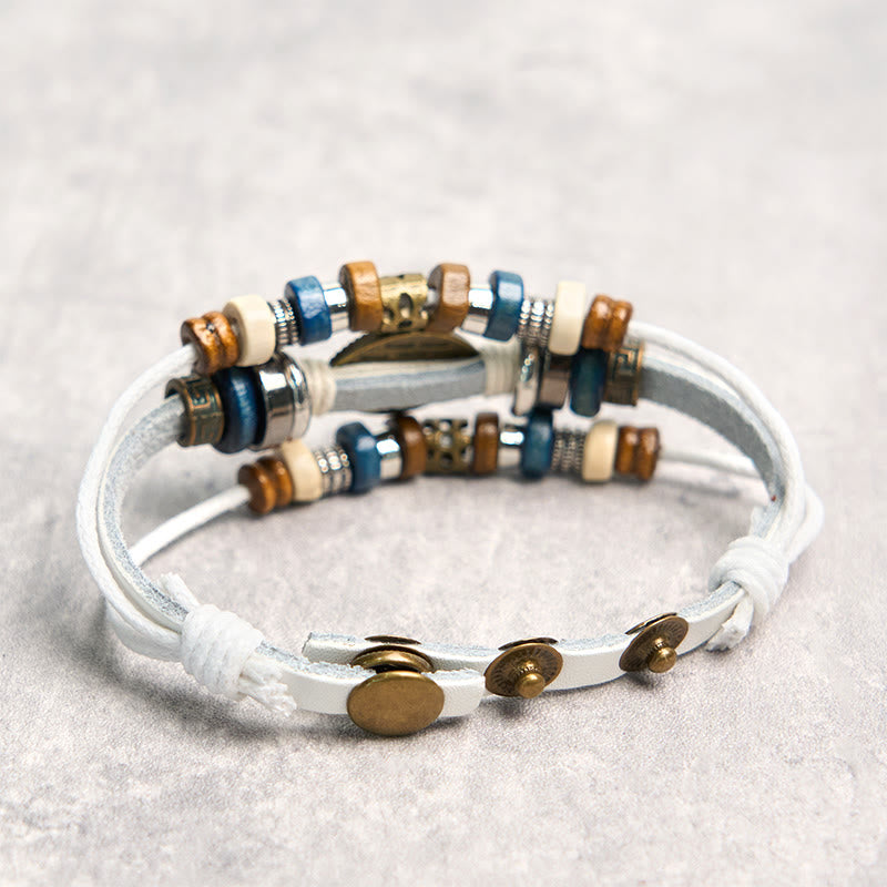 Tibetan Evil Eye Leather Adjustable Protection Bracelet