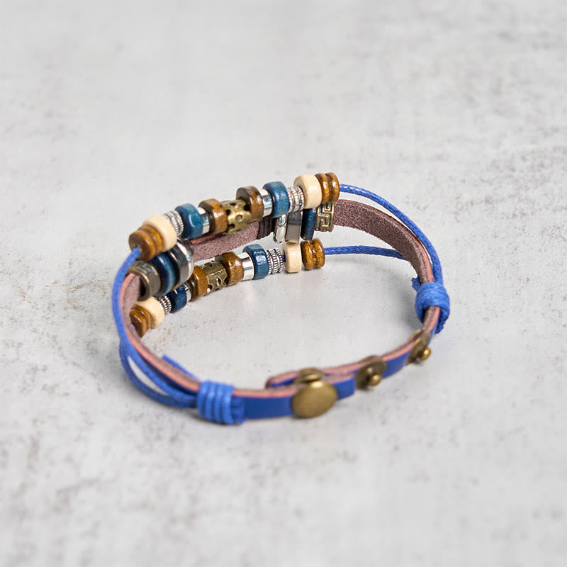Tibetan Evil Eye Leather Adjustable Protection Bracelet