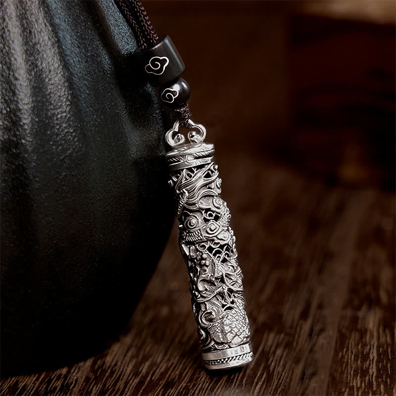 Copper Fu Character Dragon Pattern Balance Pendant Necklace