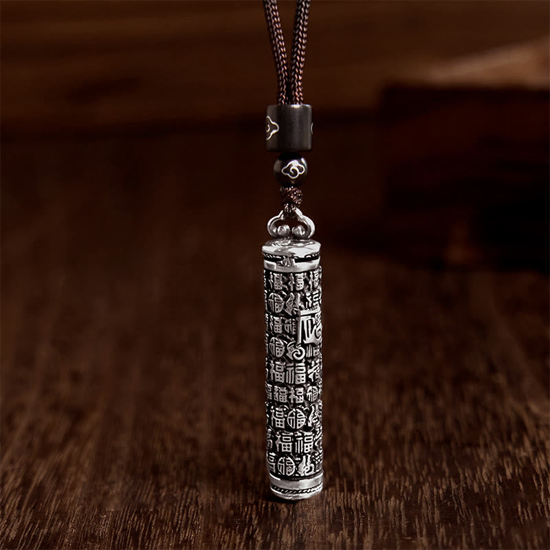 Copper Fu Character Dragon Pattern Balance Pendant Necklace