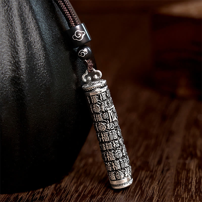 Copper Fu Character Dragon Pattern Balance Pendant Necklace