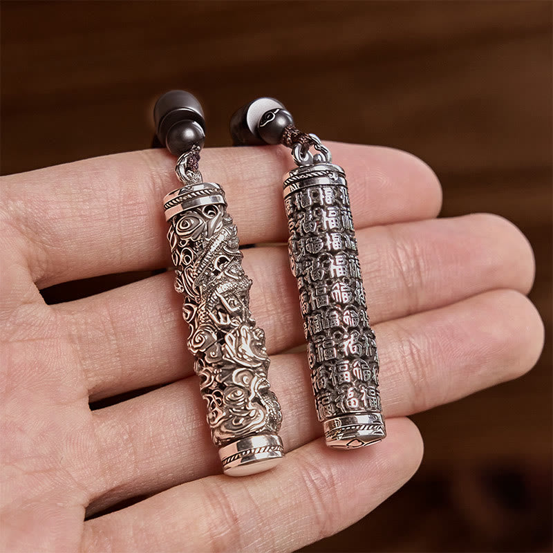 Copper Fu Character Dragon Pattern Balance Pendant Necklace