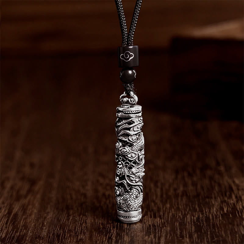 Copper Fu Character Dragon Pattern Balance Pendant Necklace