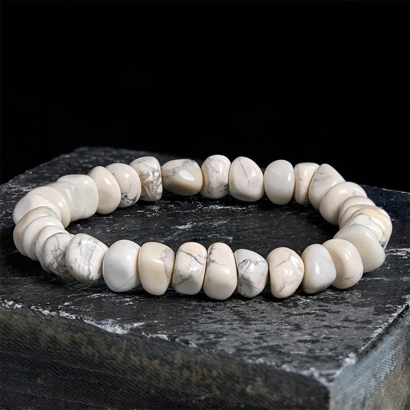 White Turquoise Irregular Blocks Courage Bracelet