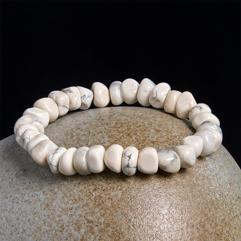 White Turquoise Irregular Blocks Courage Bracelet