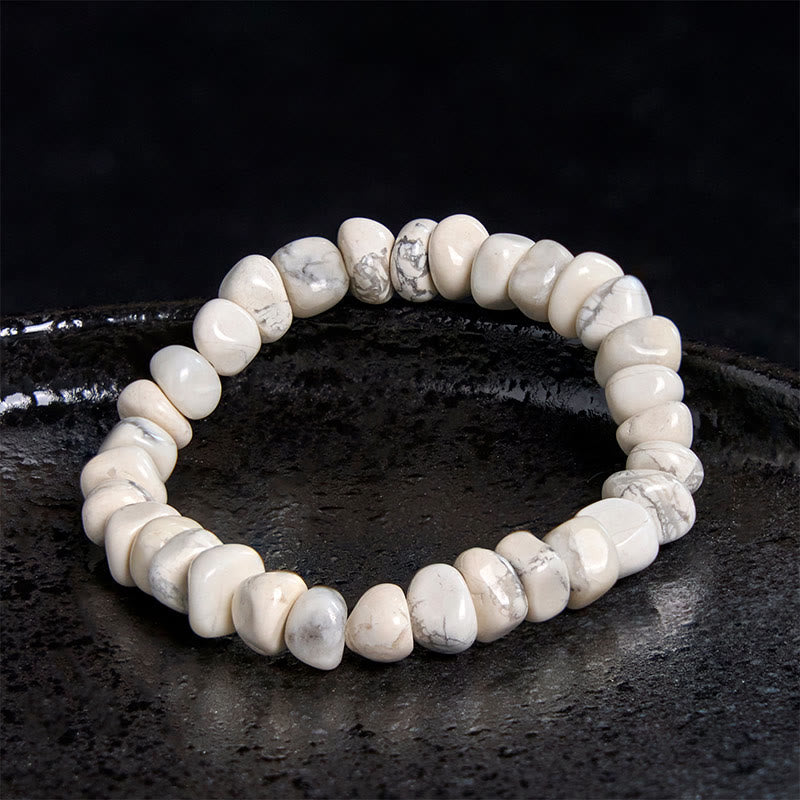 White Turquoise Irregular Blocks Courage Bracelet