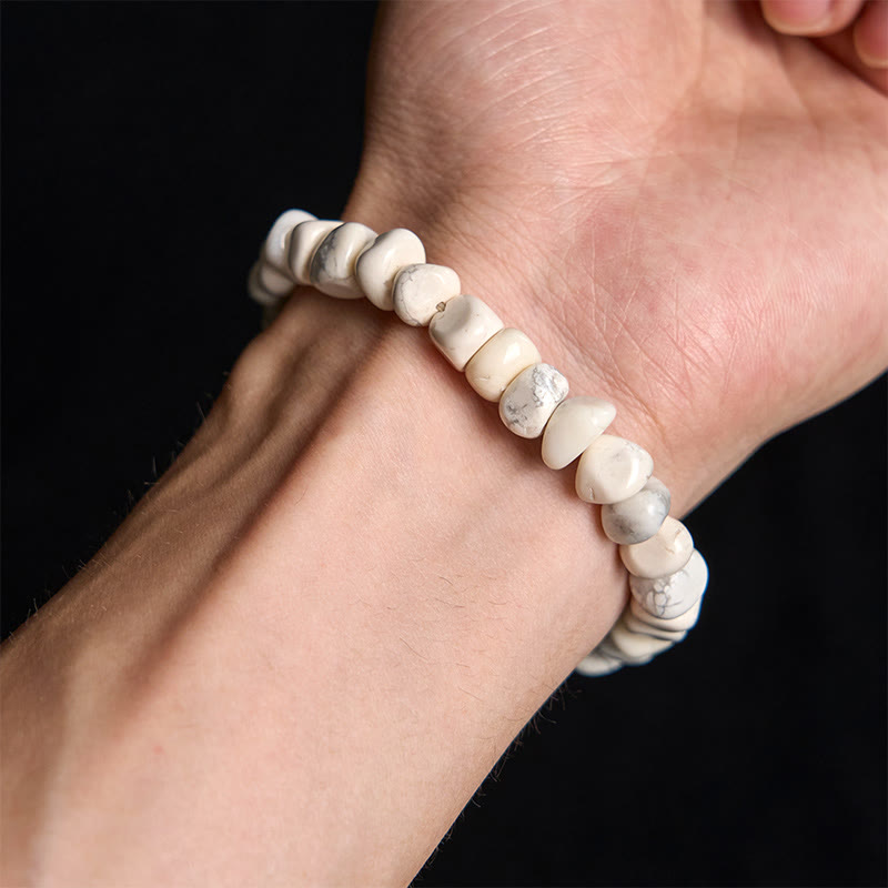 White Turquoise Irregular Blocks Courage Bracelet