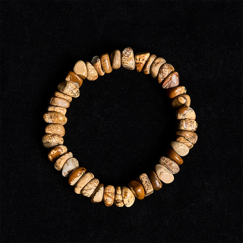 Natural Picture Jasper Irregular Block Beaded Balance Bracelet