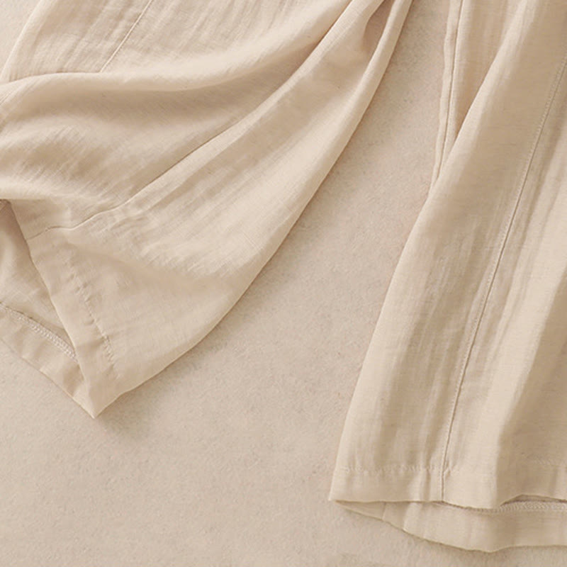 Summer Drawstring Design Women's Wide Leg Pants With Pockets