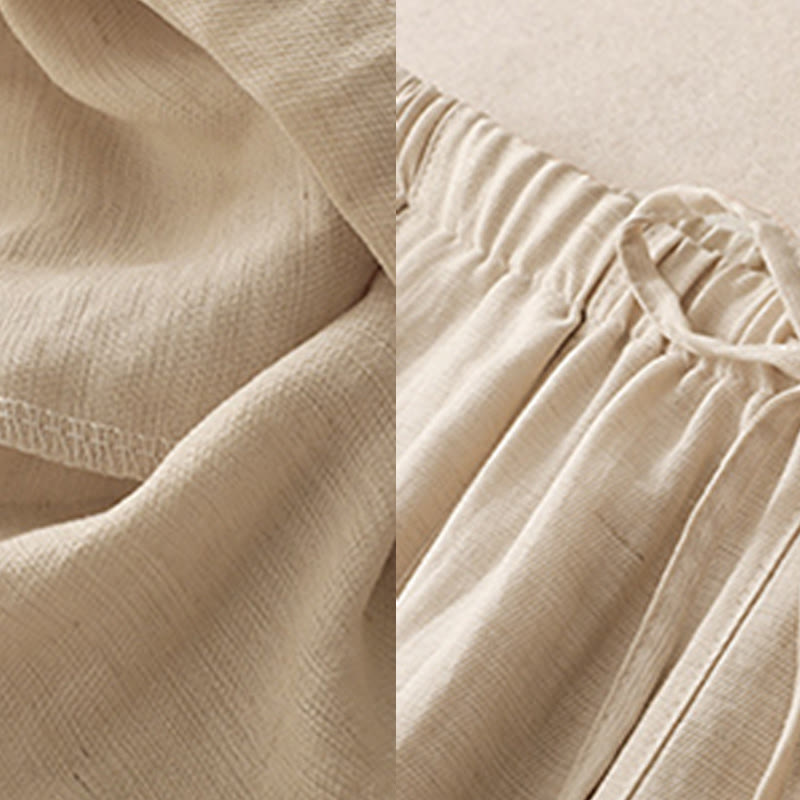 Summer Drawstring Design Women's Wide Leg Pants With Pockets