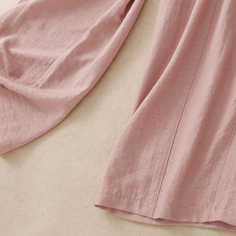 Summer Drawstring Design Women's Wide Leg Pants With Pockets