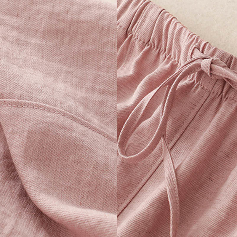 Summer Drawstring Design Women's Wide Leg Pants With Pockets