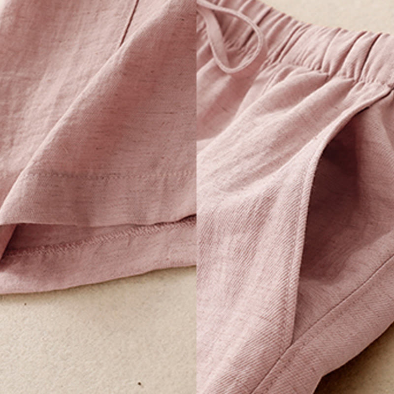 Summer Drawstring Design Women's Wide Leg Pants With Pockets