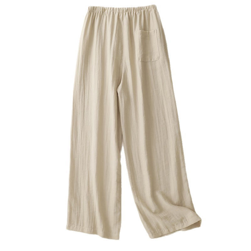 Summer Drawstring Design Women's Wide Leg Pants With Pockets