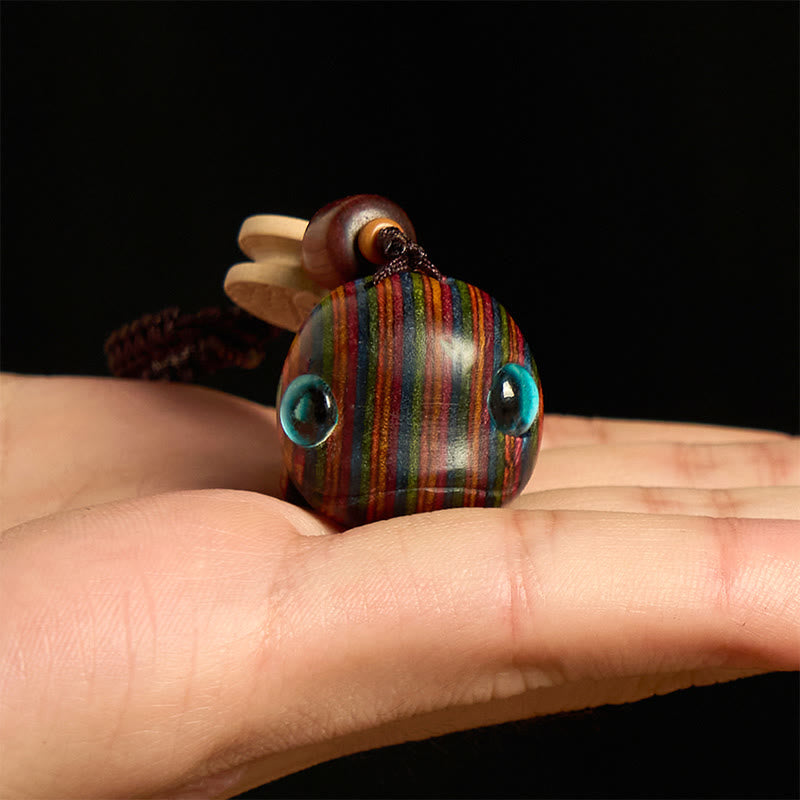 Rainbow Eucalyptus Dolphin Carved Positive Key Chain Phone Hanging Decoration