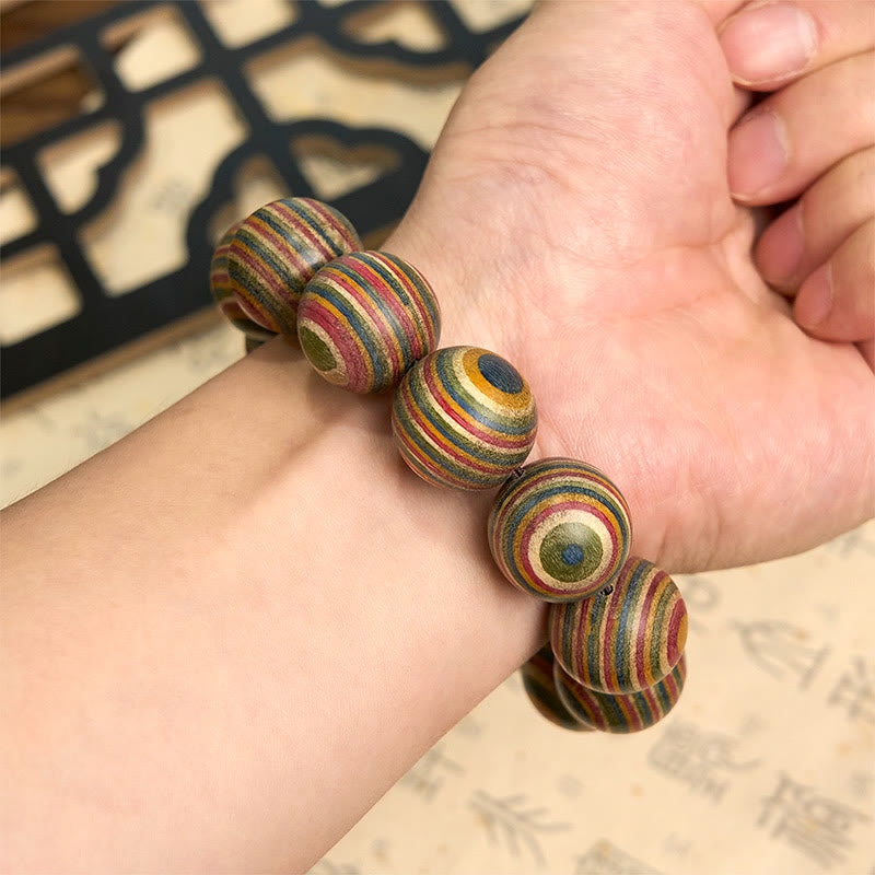 Natural Rainbow Eucalyptus Wood 20mm Large Bead Bracelet