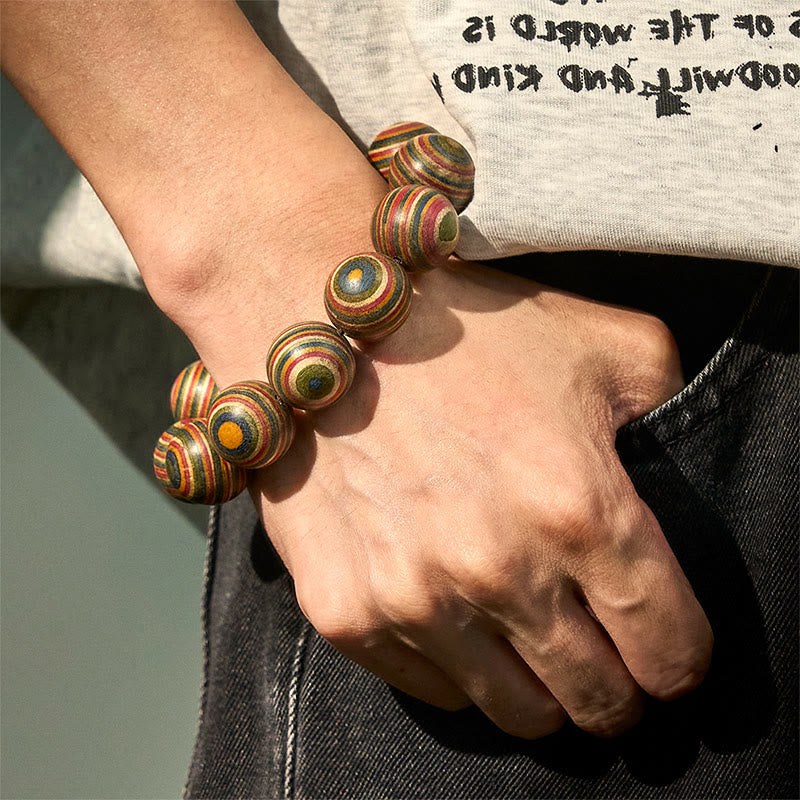 Natural Rainbow Eucalyptus Wood 20mm Large Bead Bracelet