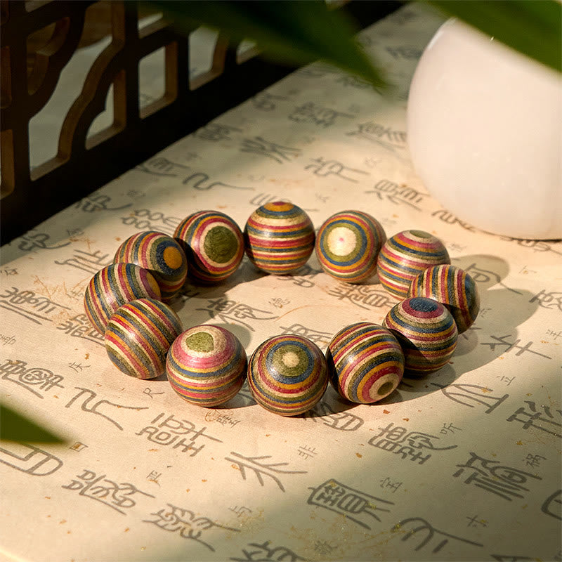 Natural Rainbow Eucalyptus Wood 20mm Large Bead Bracelet