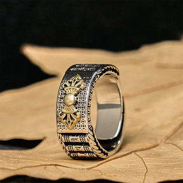 Vintage Prayer Wheel Om Mani Padme Hum Copper Adjustable Wealth Ring