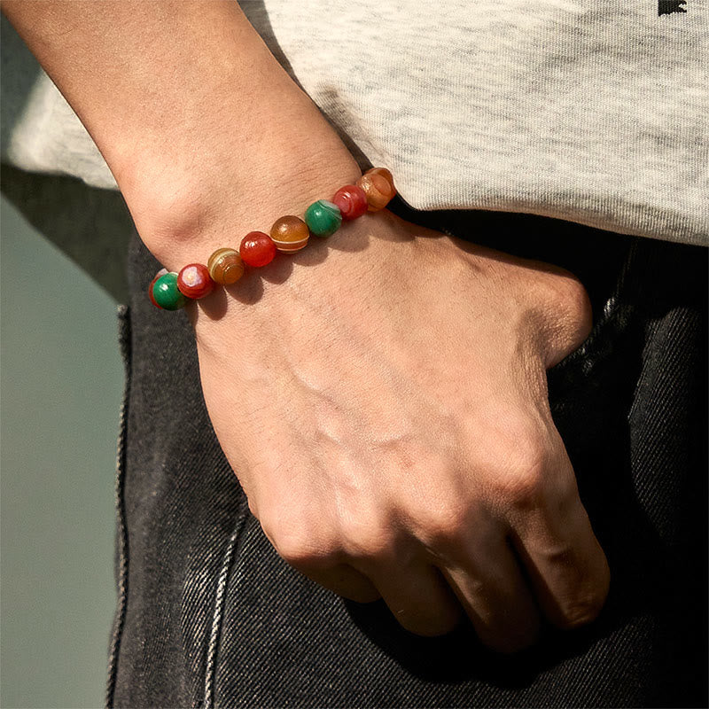 Natural Alashan Agate Beaded Anchor Bracelet