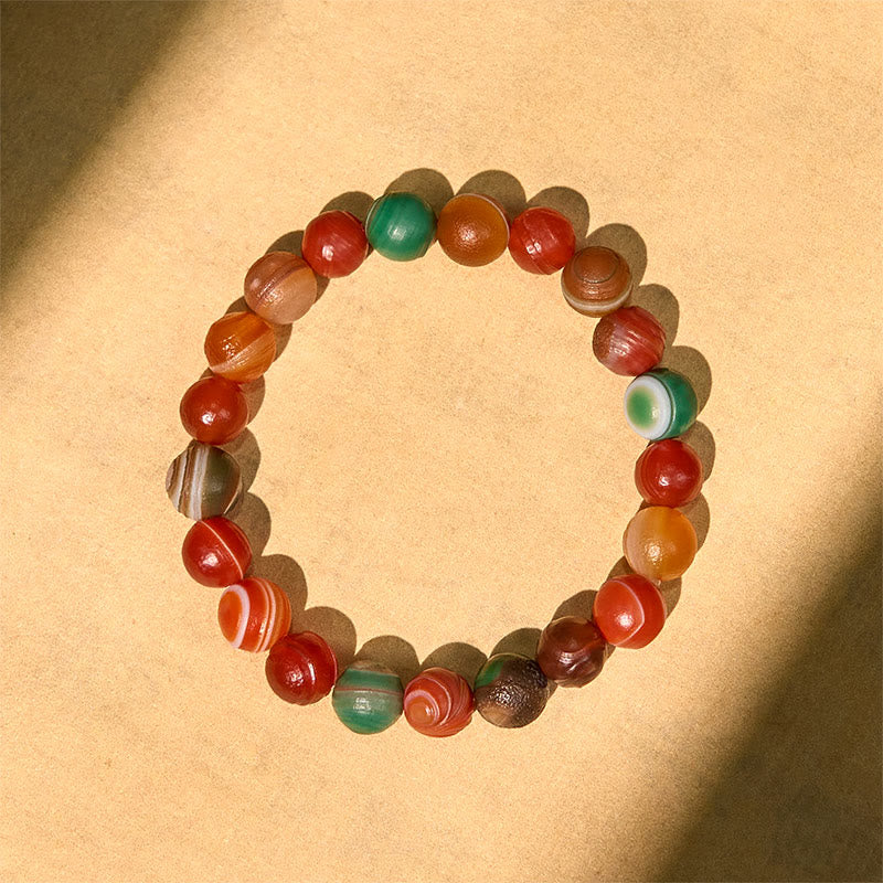 Natural Alashan Agate Beaded Anchor Bracelet