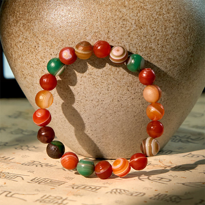Natural Alashan Agate Beaded Anchor Bracelet