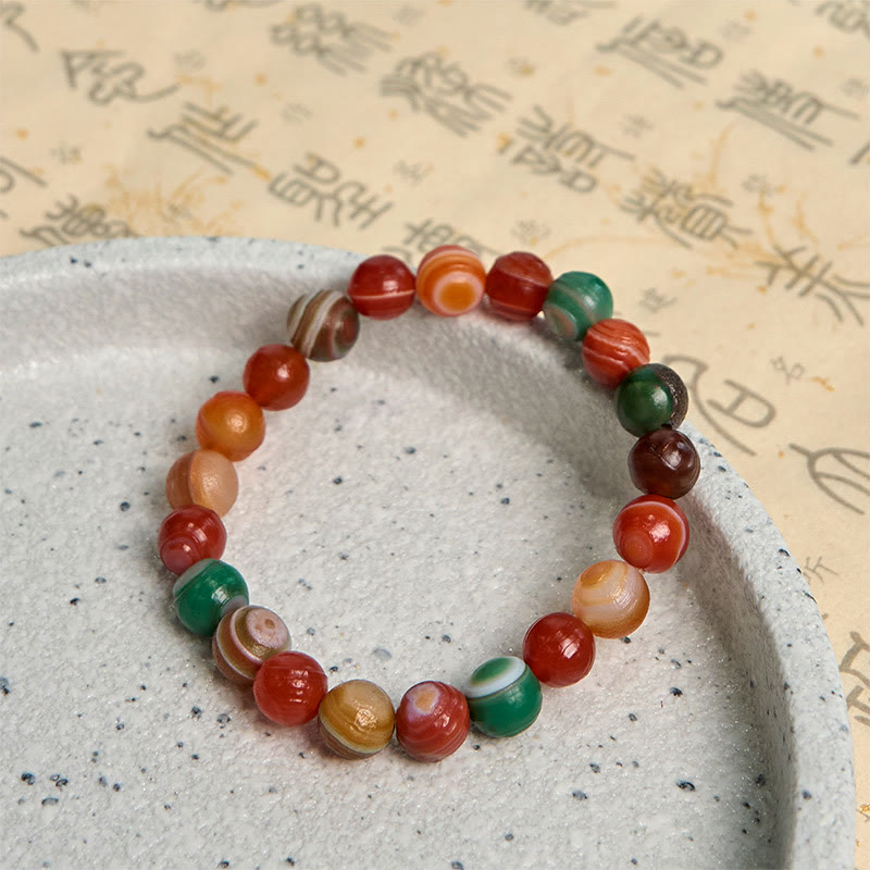 Natural Alashan Agate Beaded Anchor Bracelet