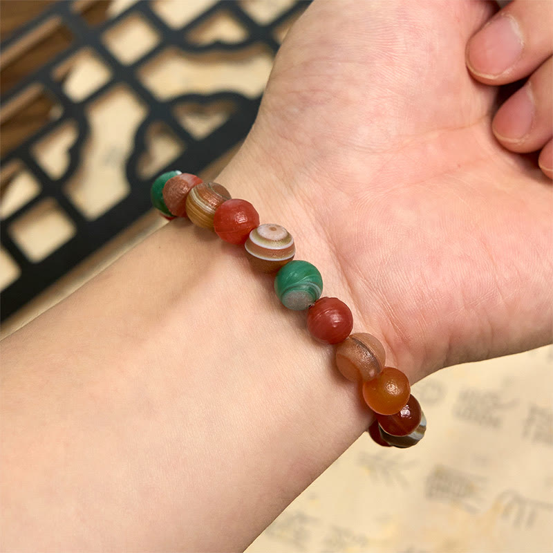 Natural Alashan Agate Beaded Anchor Bracelet