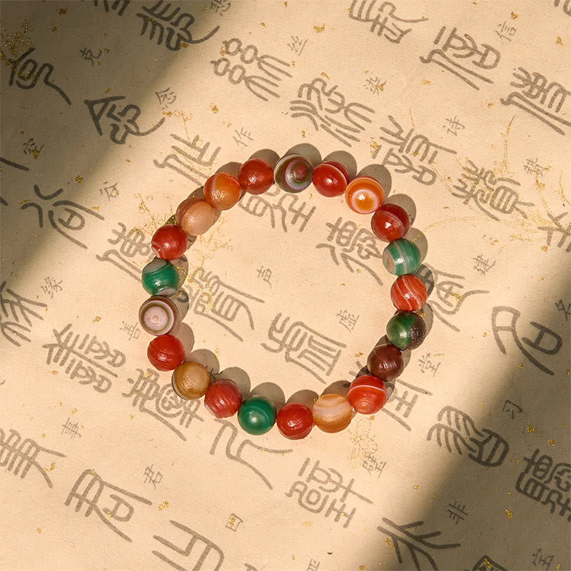Natural Alashan Agate Beaded Anchor Bracelet