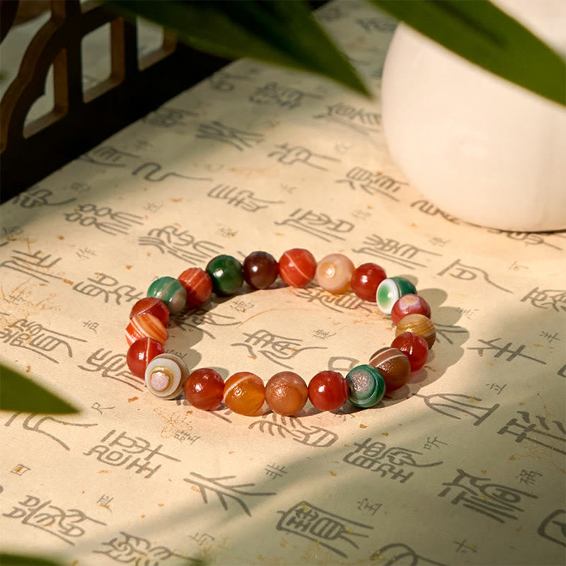 Natural Alashan Agate Beaded Anchor Bracelet