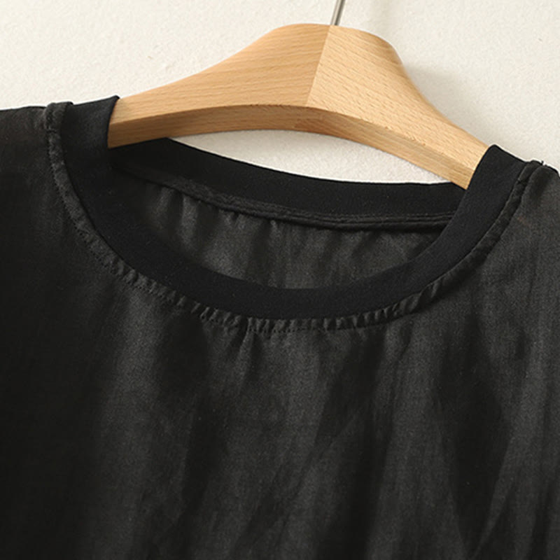 Cotton Linen Embroidered Minimalist Meditation T-Shirt