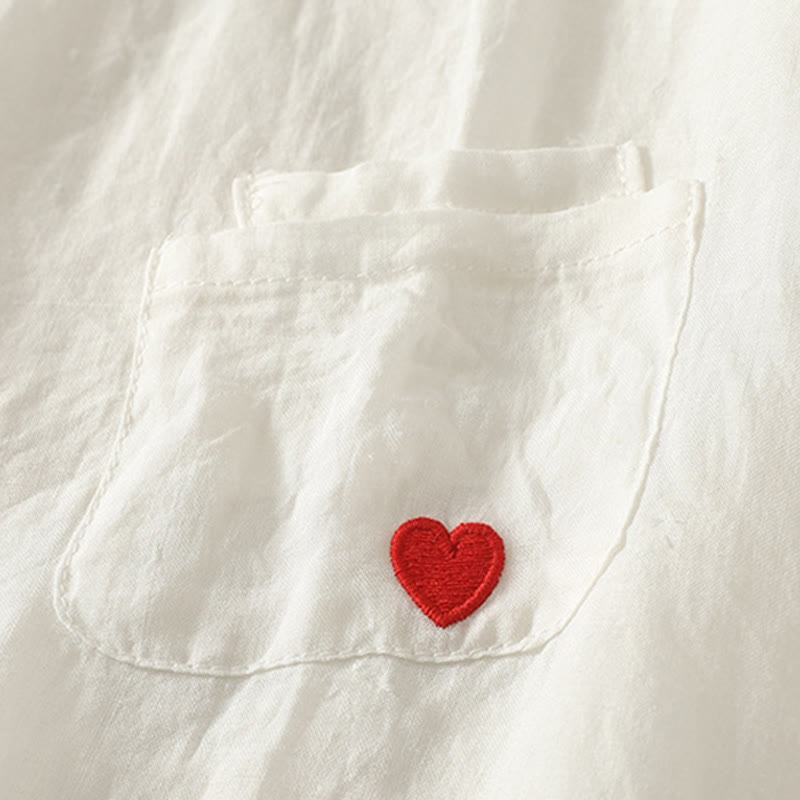 Cotton Linen Embroidered Minimalist Meditation T-Shirt