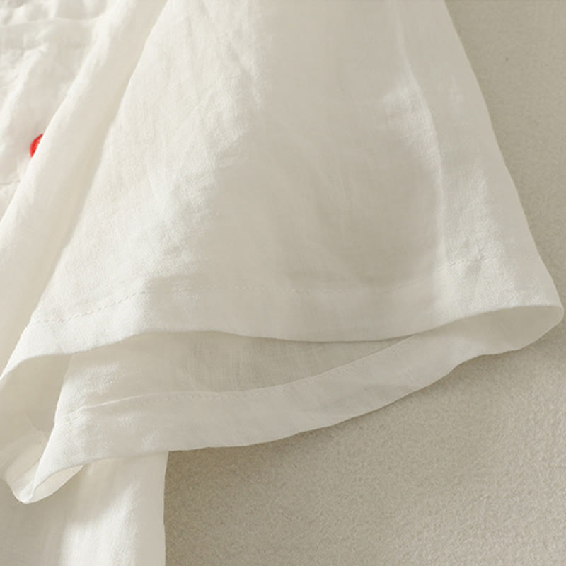 Cotton Linen Embroidered Minimalist Meditation T-Shirt