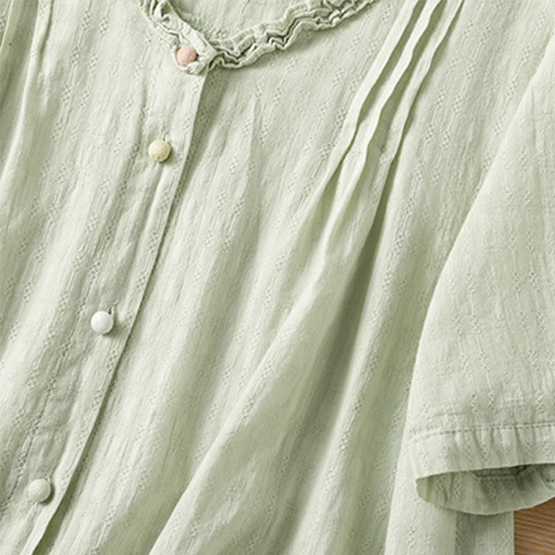 Breathable Viscose Pleated V-Neck Meditation Shirt