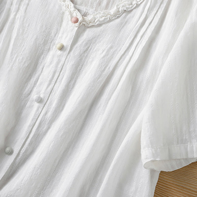 Breathable Viscose Pleated V-Neck Meditation Shirt
