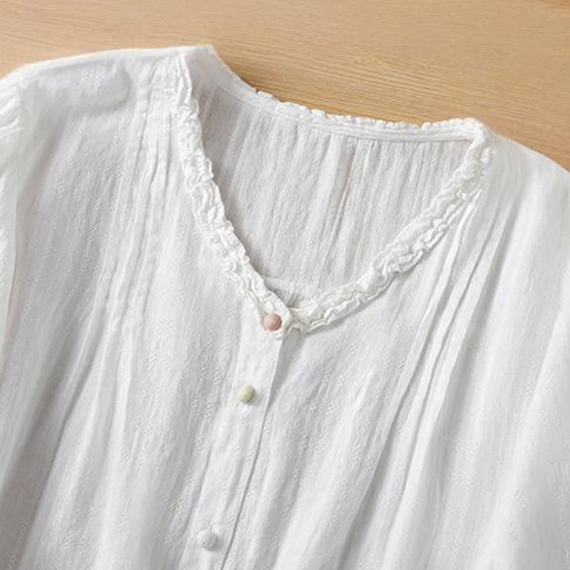 Breathable Viscose Pleated V-Neck Meditation Shirt