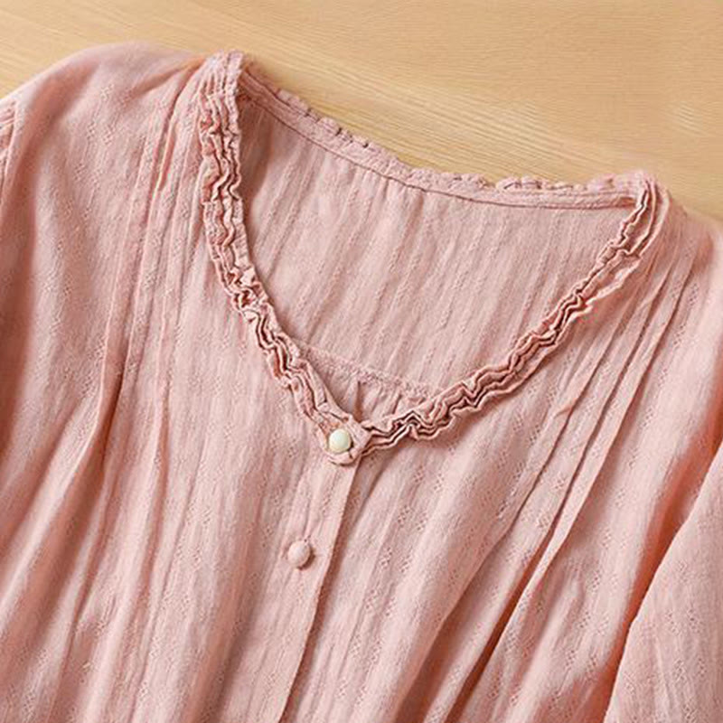 Breathable Viscose Pleated V-Neck Meditation Shirt