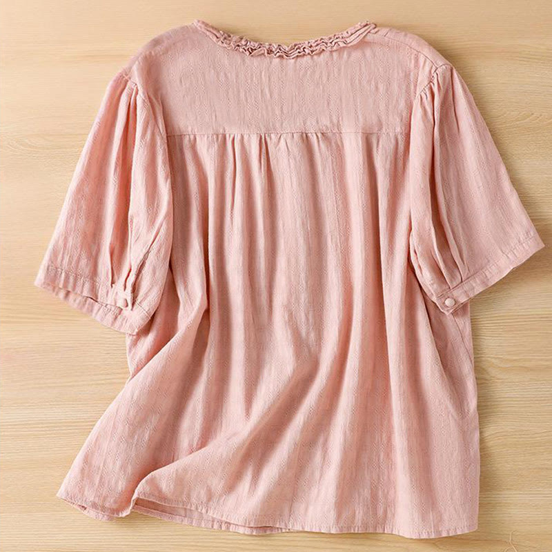 Breathable Viscose Pleated V-Neck Meditation Shirt