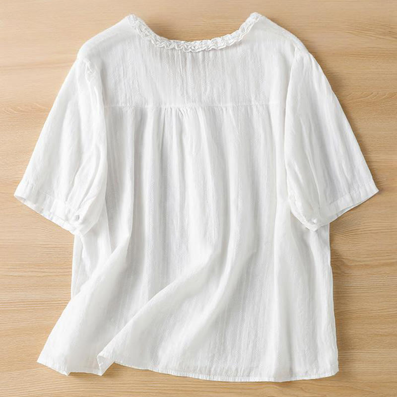Breathable Viscose Pleated V-Neck Meditation Shirt