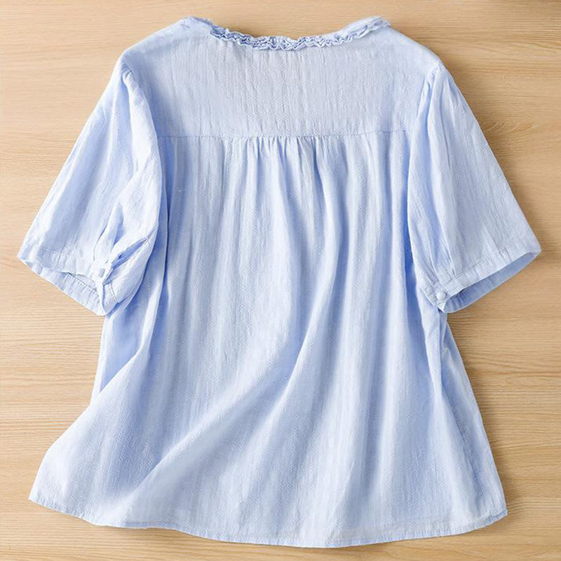 Breathable Viscose Pleated V-Neck Meditation Shirt