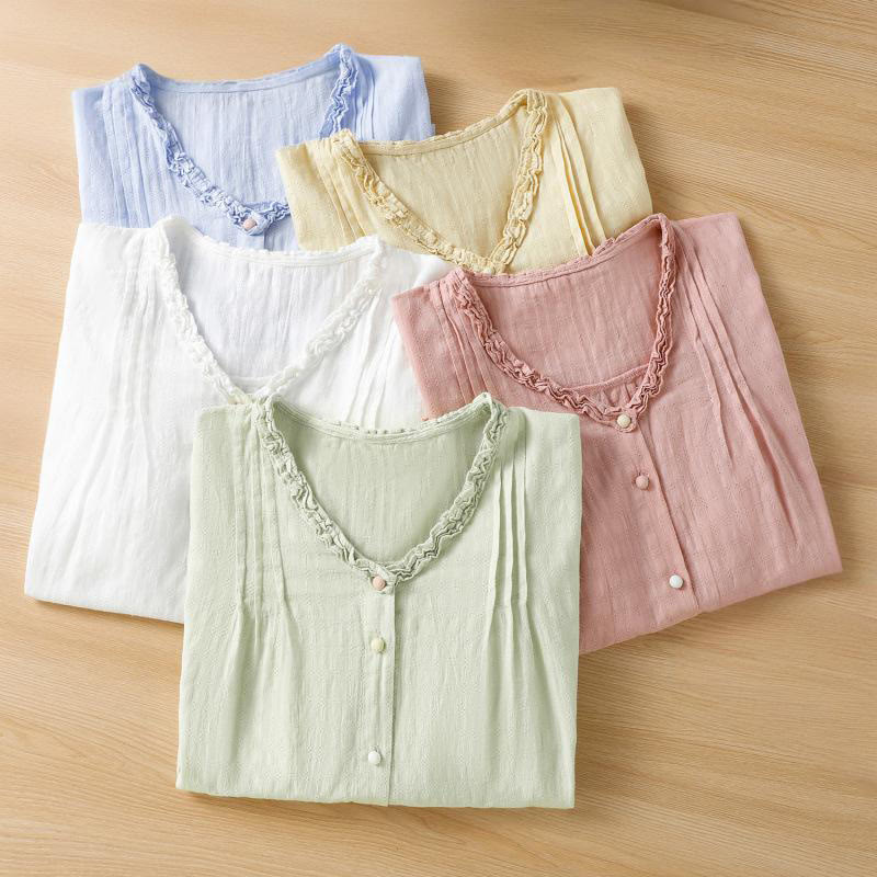 Breathable Viscose Pleated V-Neck Meditation Shirt